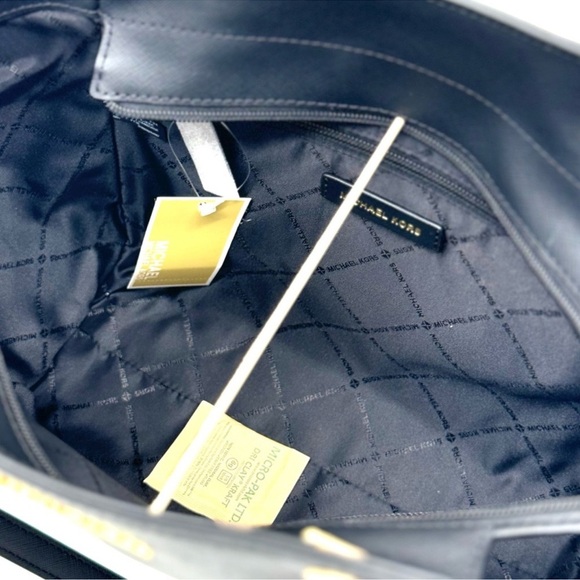 Michael Kors Jet Set Travel Large Chain Shoulder Tote Bag Black/Gold - Picture 11 of 12